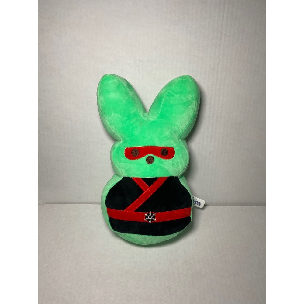 Peeps Ninja Bunny Plush Neon Green Black Red 12 Inch Easter Stuffed Animal Toy